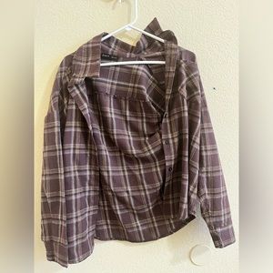 brown plaid shein button up!